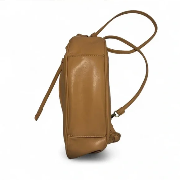 Anthropologie Tan Faux Leather Shoulder Bag Slouchy Hobo Boho Minimal Knot Strap - Picture 5 of 7